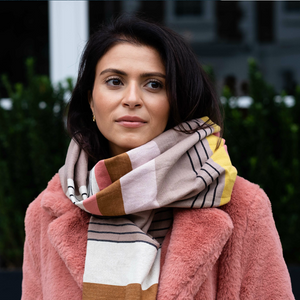 Basque Live Edge Cotton Scarf - Sand and Clay